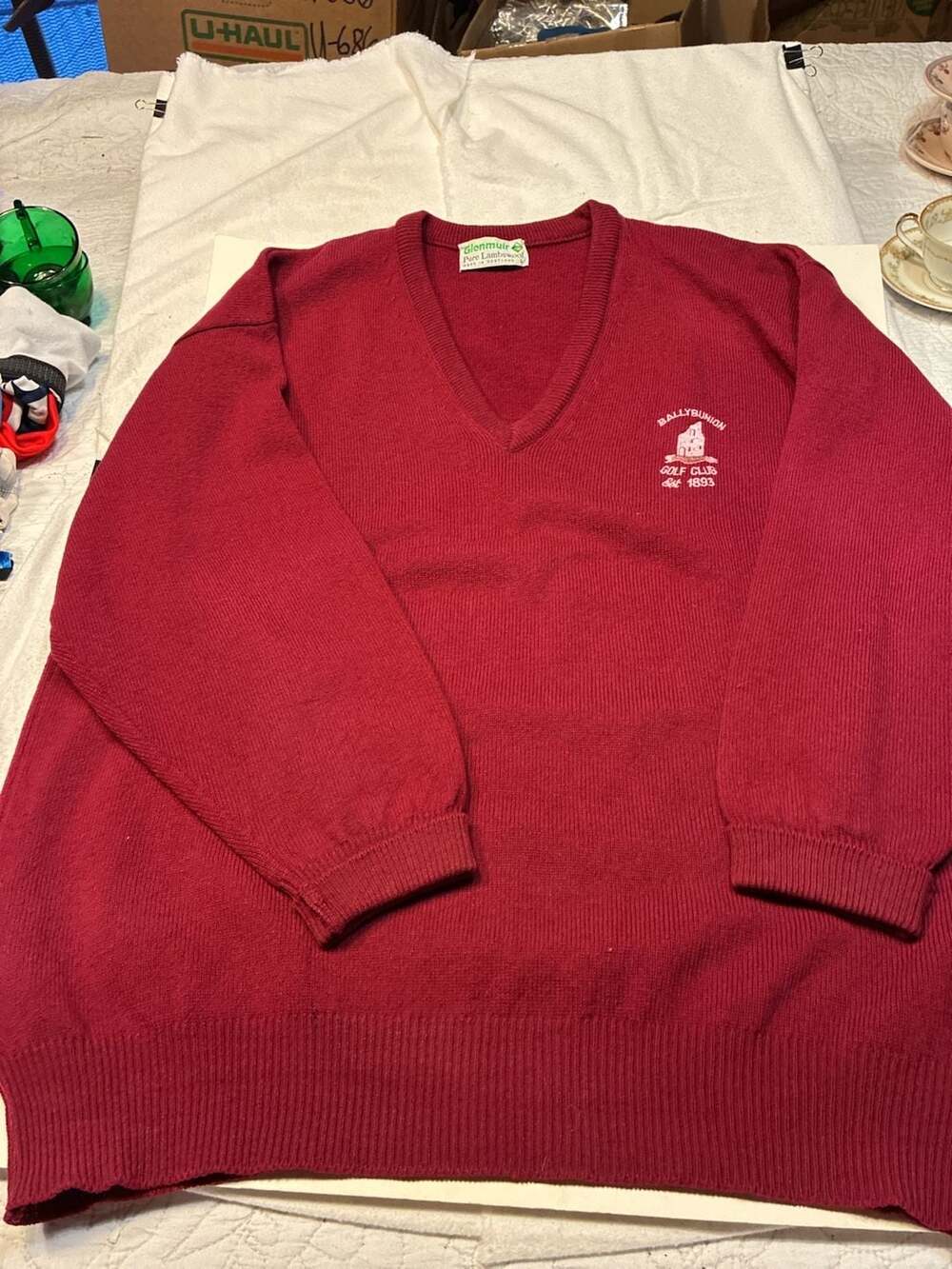 Glenmuir Ballybunion Golf Club Red Pure Lambswool V-Neck Sweater